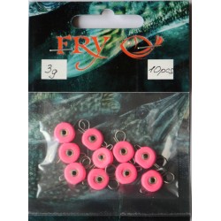 Вантаж вухатий для риболовлі, таблетка (ексцентрик) колір Silvereyes Pink, 10шт в уп., вага 3г